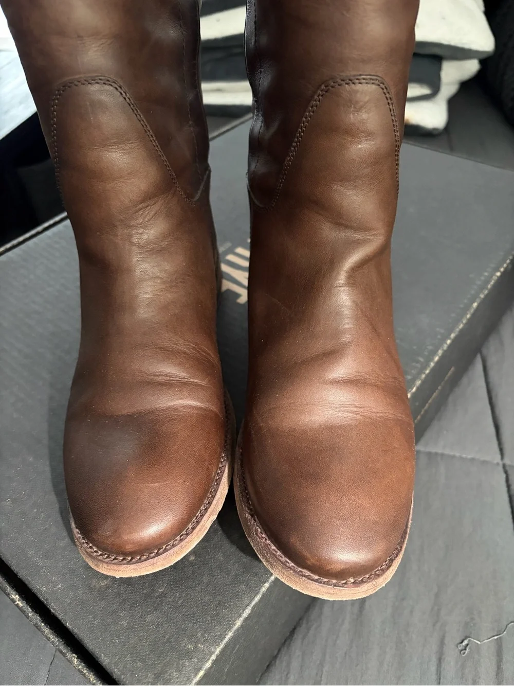 Frye Paige (Slate) Leather Tall Riding Boots (brown)